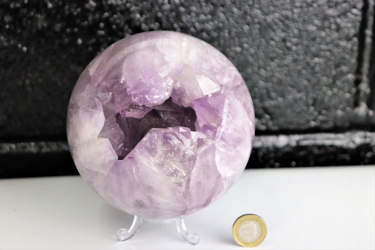 Large Amethyst Quartz Crystal Sphere  ~ Natural Art Home Decor  5 inch
