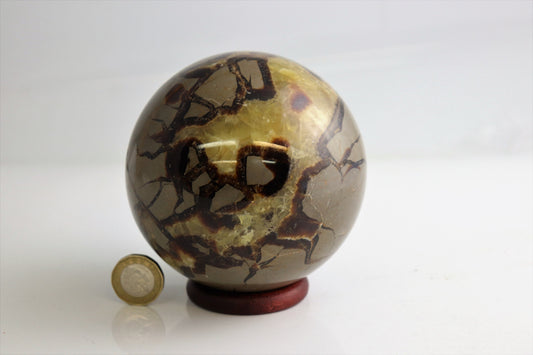 12)  Large Septarian Crystal Sphere Calcite  / Madagascar  - Home Decor