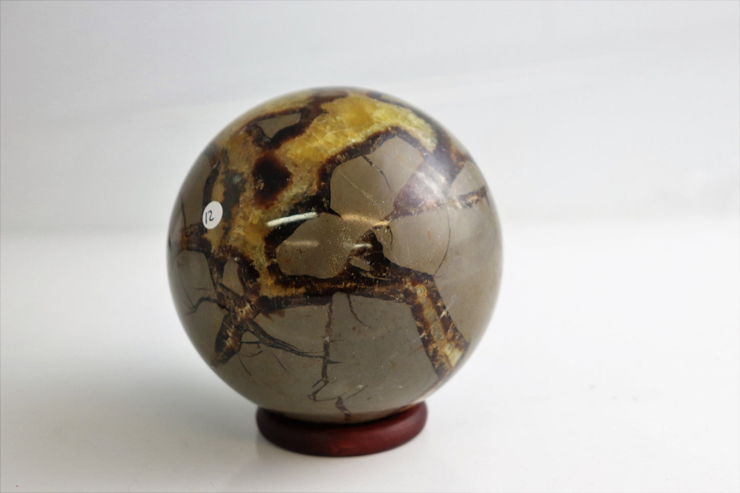 12)  Large Septarian Crystal Sphere Calcite  / Madagascar  - Home Decor
