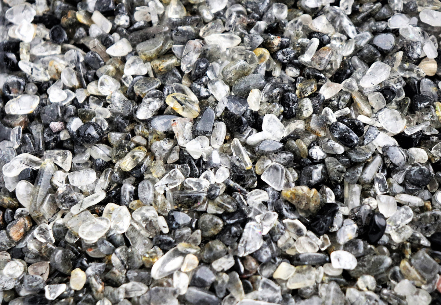 Small Rutilated & Tourmalated Quartz Crystal Mix Tumblestones 50g Bags - Arts Crafts