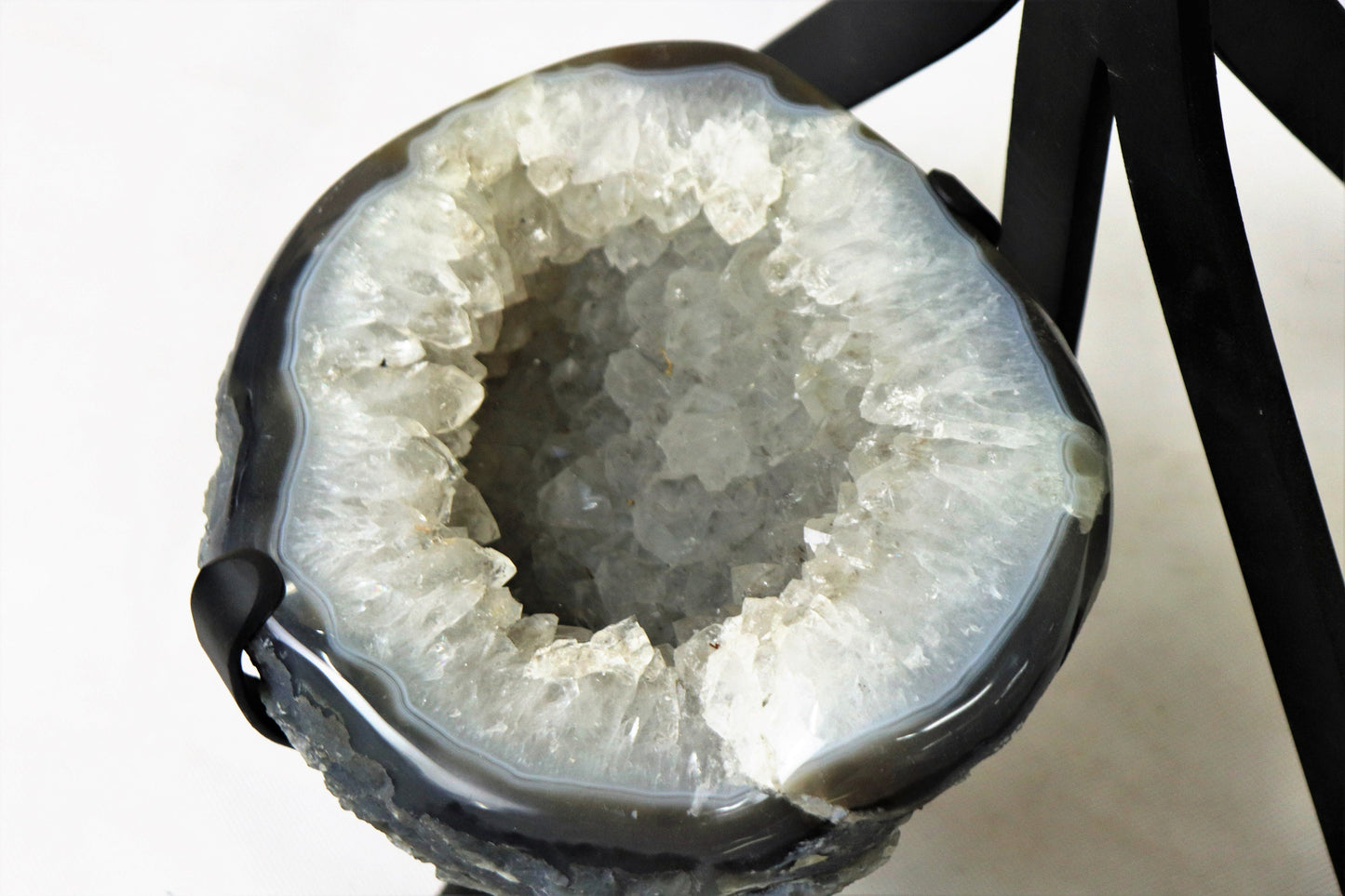 Crystal Side/Coffee table - Quartz Geode & Agate Slice - unique crystal home decor
