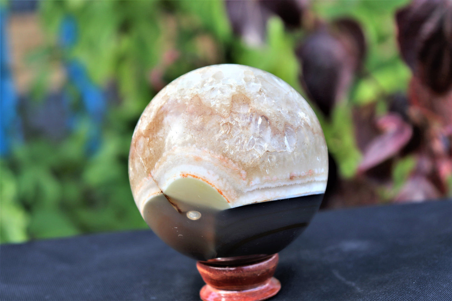 7) Brown Agate Quartz Crystal Sphere Ball Brazil Geode Great Gift 3"