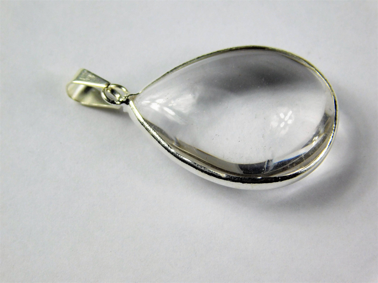 Clear Quartz Crystal Oval Pendant - Necklace