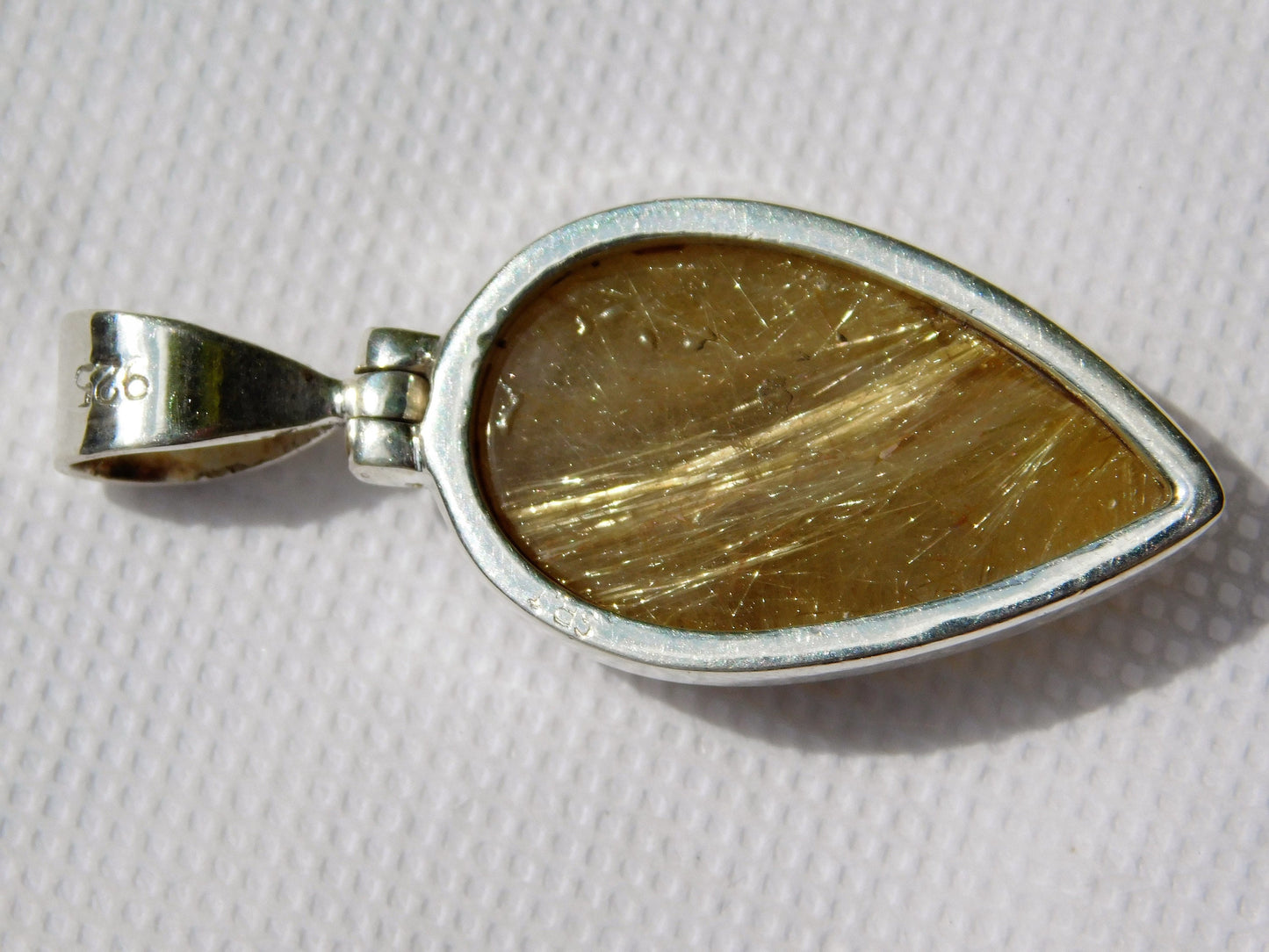 38e) 925 Silver Set Rutile / Rutilated Quartz Crystal Pendant + Silver Chain / Necklace