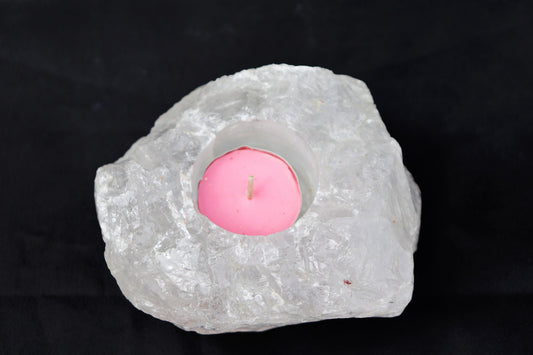 3) Clear Quartz Candle Holder / Tea Light ~ Unique Home Decor