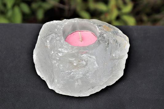 1) Clear Quartz Candle Holder / Tea Light ~ Unique Home Decor