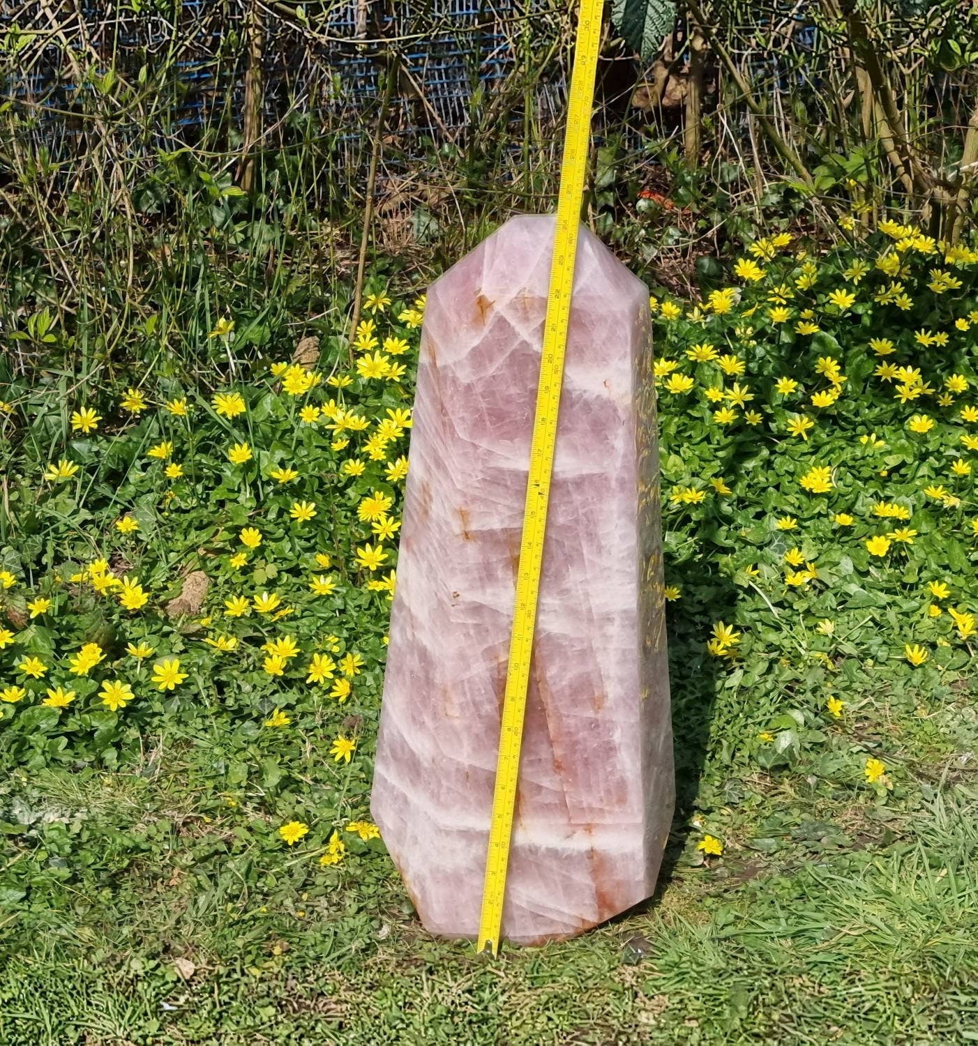 Extra Large High Quality Rose Quartz Crystal Prism  38 KG Statement Crystal Interior Design