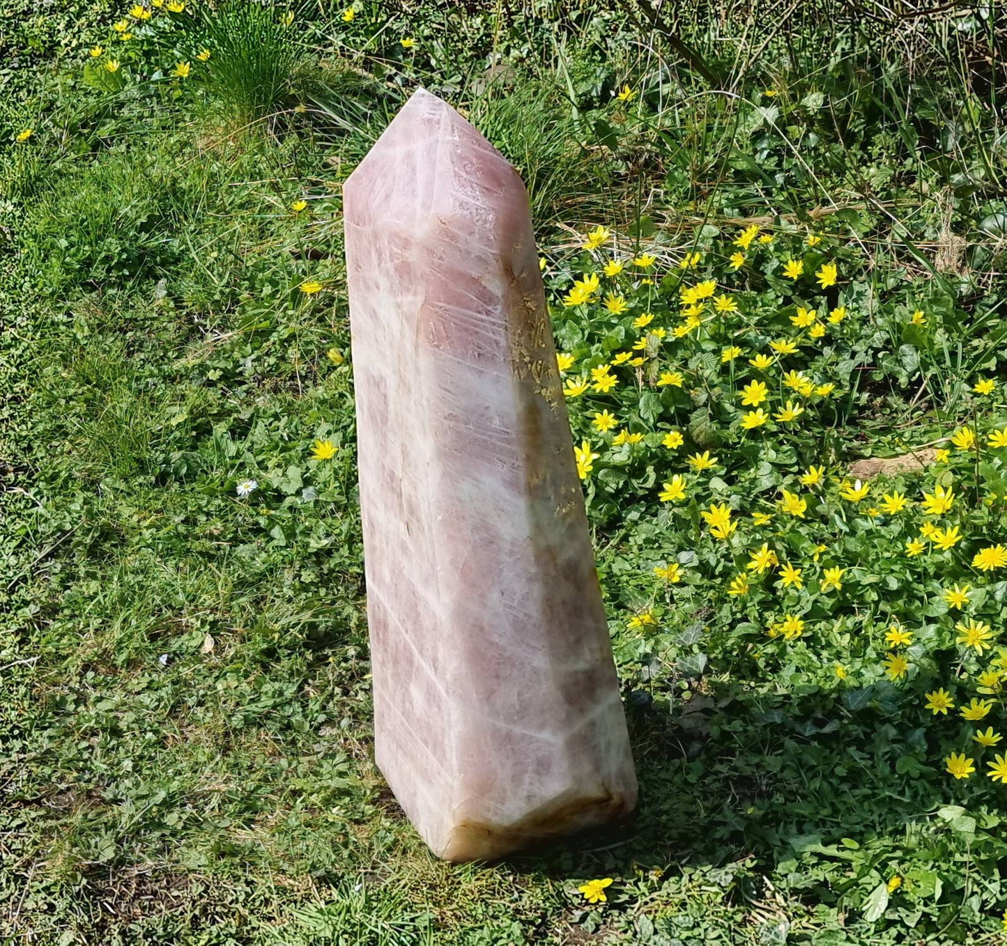 Extra Large High Quality Rose Quartz Crystal Prism  38 KG Statement Crystal Interior Design