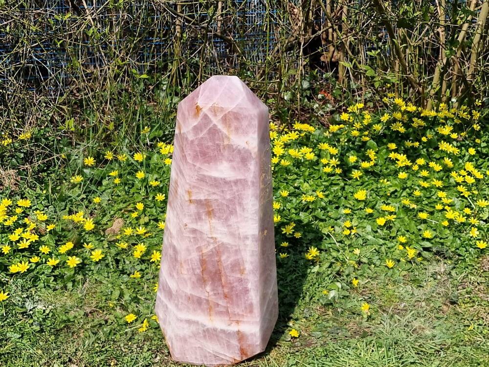 Extra Large High Quality Rose Quartz Crystal Prism  38 KG Statement Crystal Interior Design