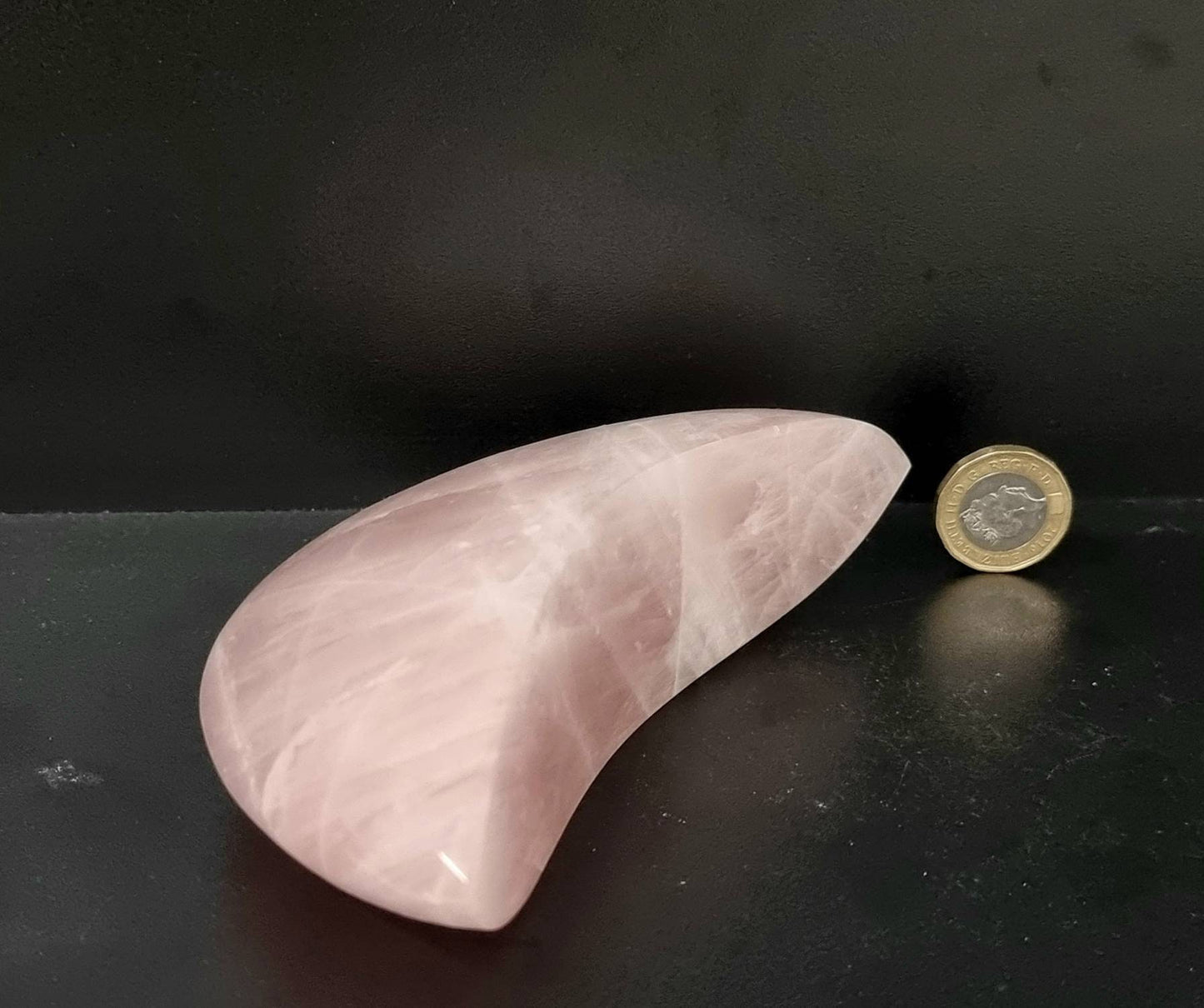 6) Large Rose Quartz Crystal Moon