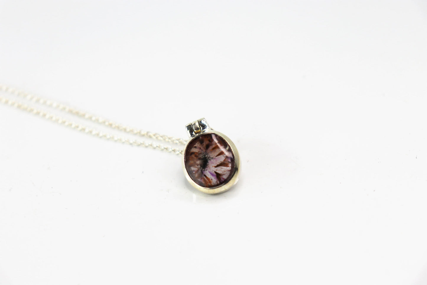 55) Super 7 Amethyst Crystal Necklace 925 Silver