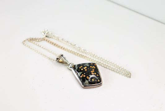 30) Ocean Jasper Crystal Necklace 925 Silver