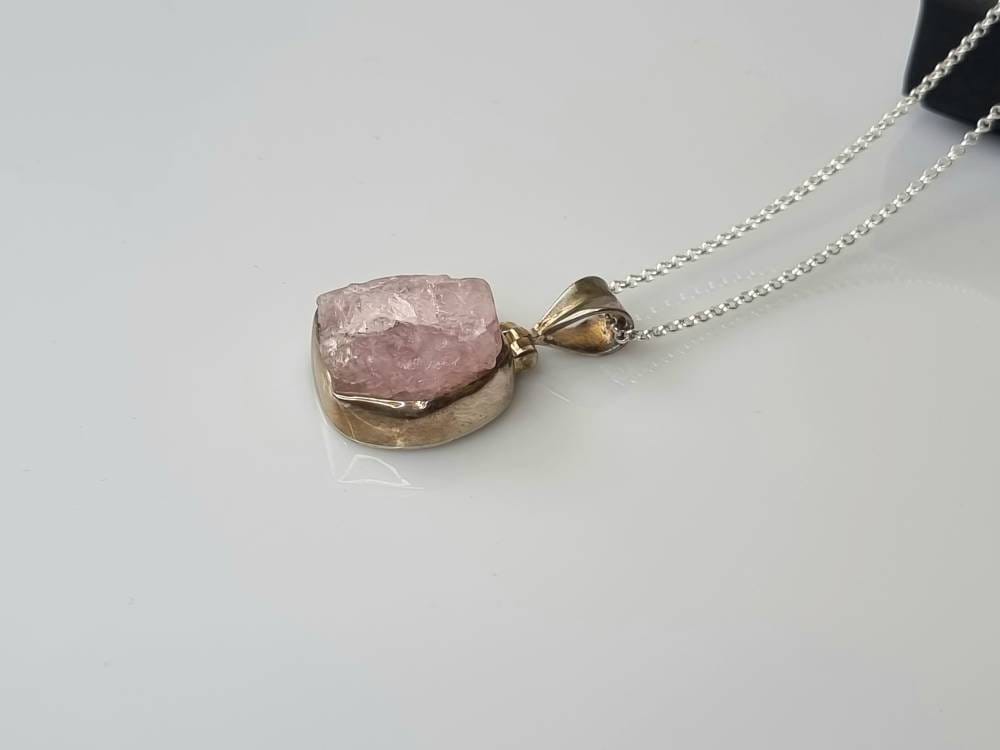 84) Morganite Crystal Necklace 925 Silver