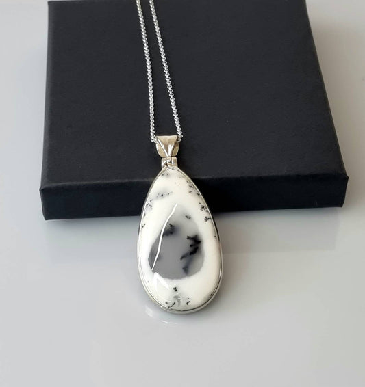64) Merlinite Crystal Necklace 925 Silver