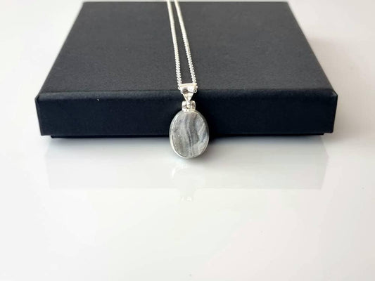 58) Agate Druze Crystal Necklace 925 Silver