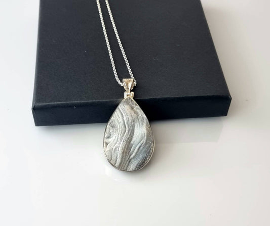 51) Agate Druze Crystal Necklace 925 Silver