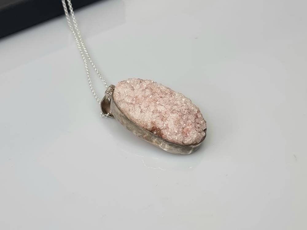 20) Pink Apophyllite Crystal Necklace 925 Silver