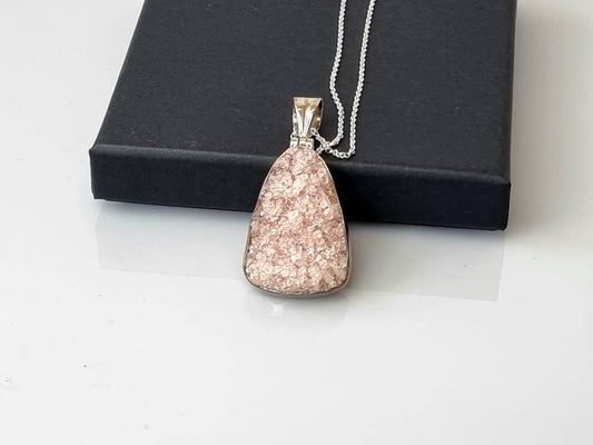 18) Pink Apophyllite Crystal Necklace 925 Silver