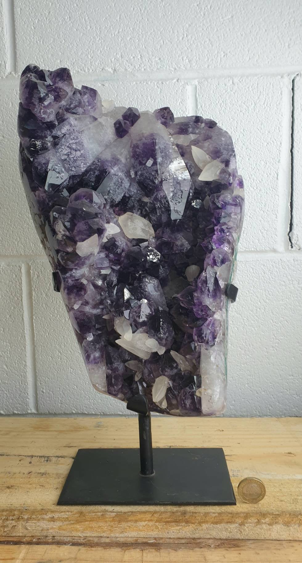 6) Large Amethyst Crystal Geode on Custom Stand