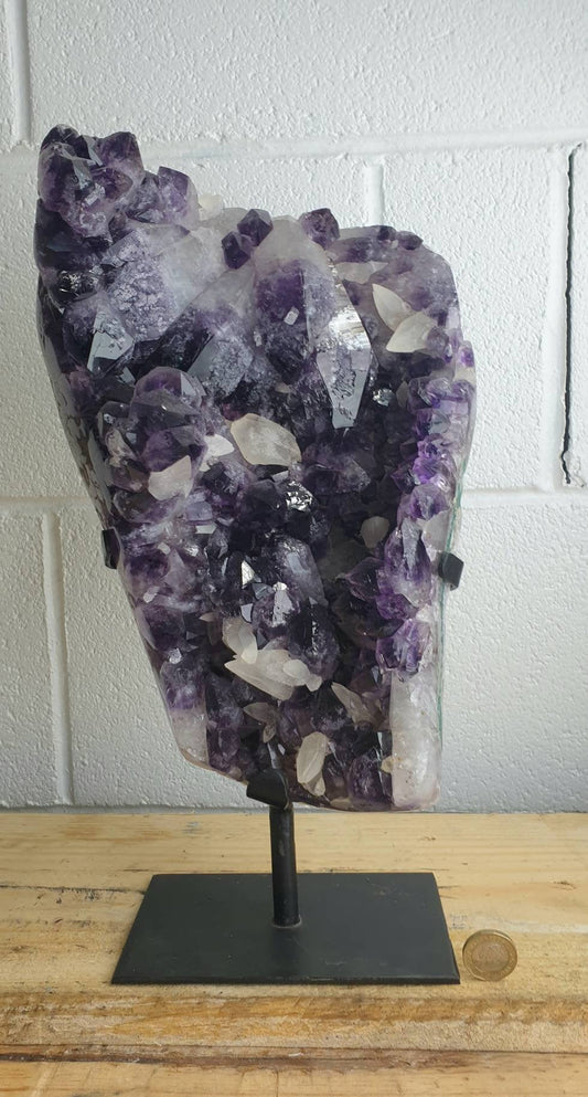 6) Large Amethyst Crystal Geode on Custom Stand