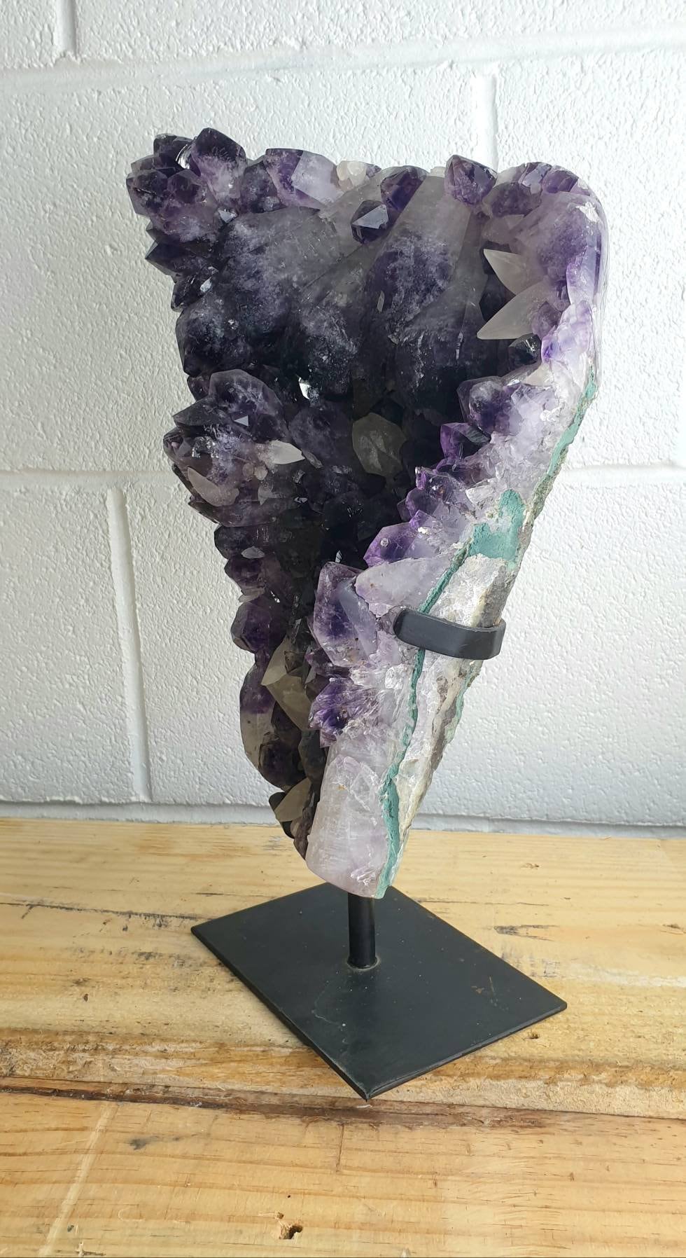 6) Large Amethyst Crystal Geode on Custom Stand