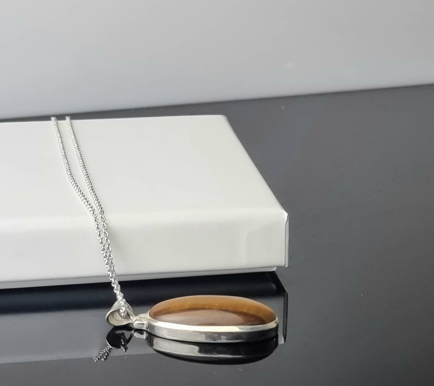 189) Tigers Eye Crystal Necklace 925 Silver