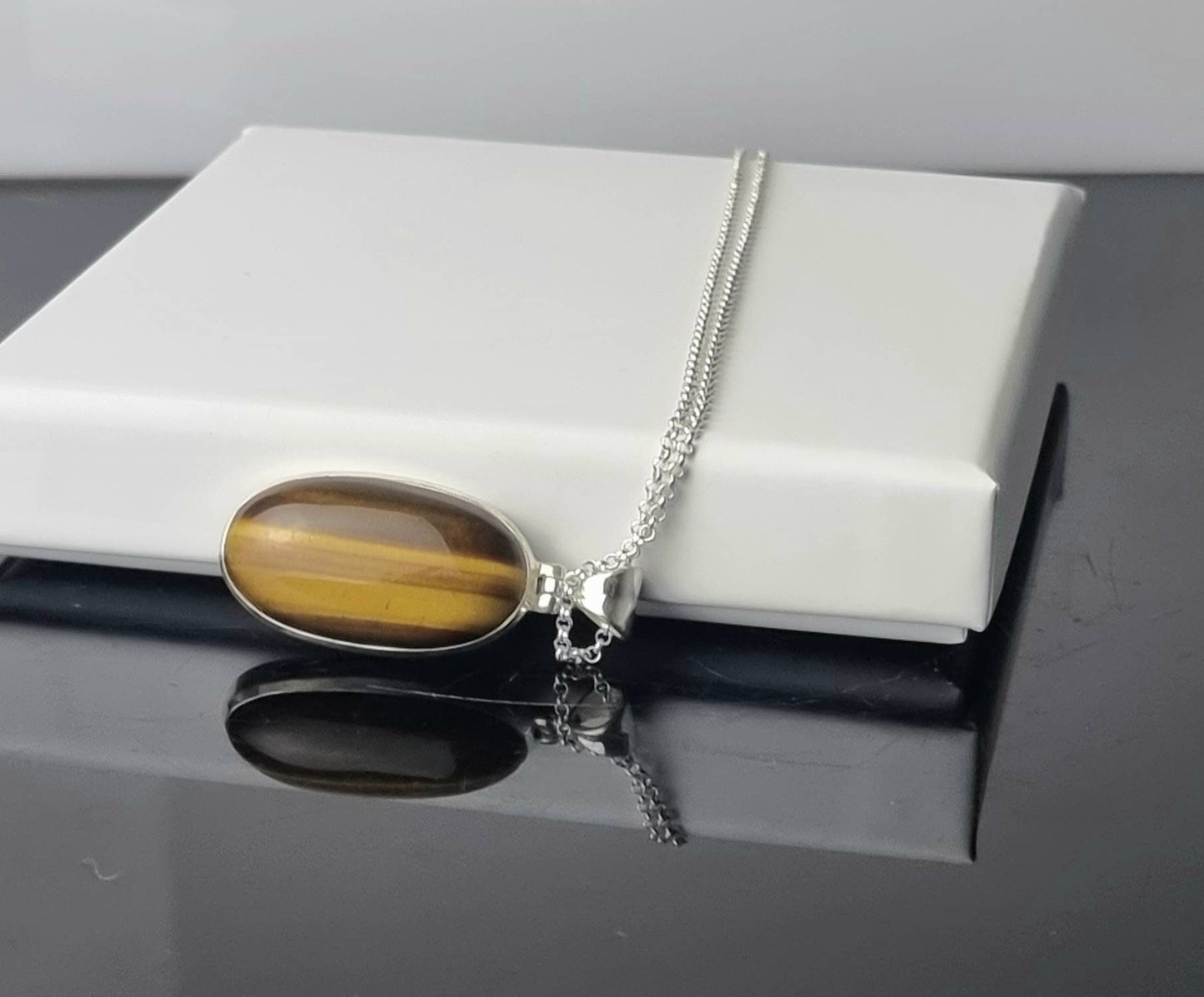 192) Tigers Eye Crystal Necklace 925 Silver