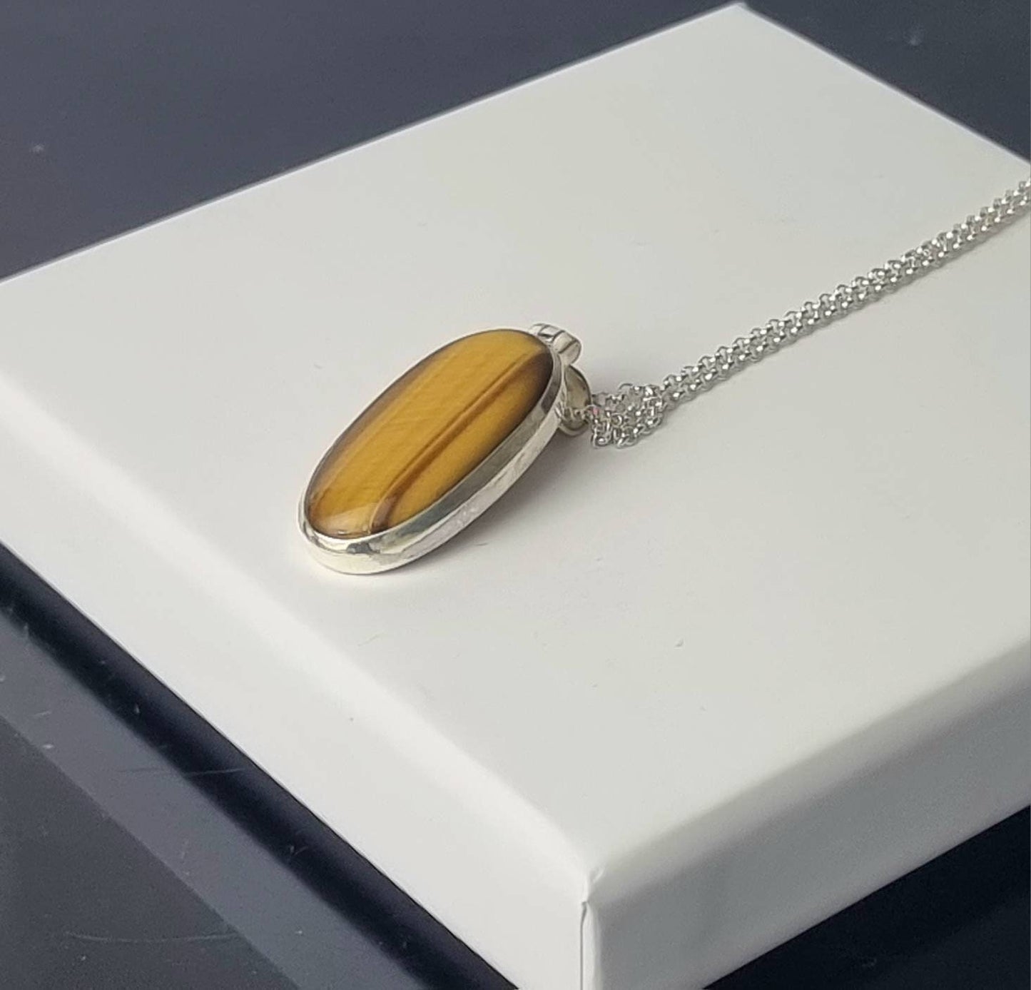 192) Tigers Eye Crystal Necklace 925 Silver