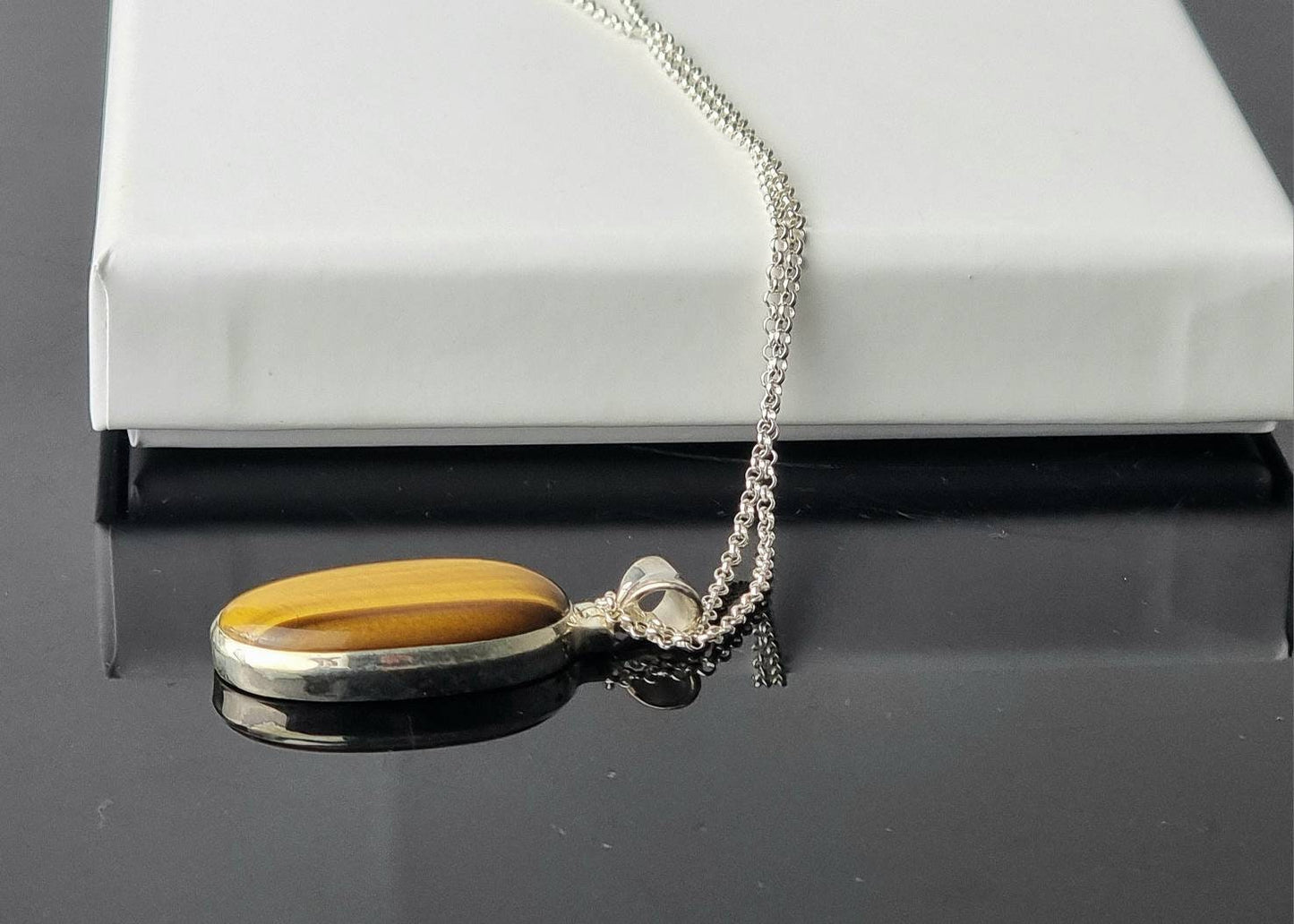 191) Tigers Eye Crystal Necklace 925 Silver
