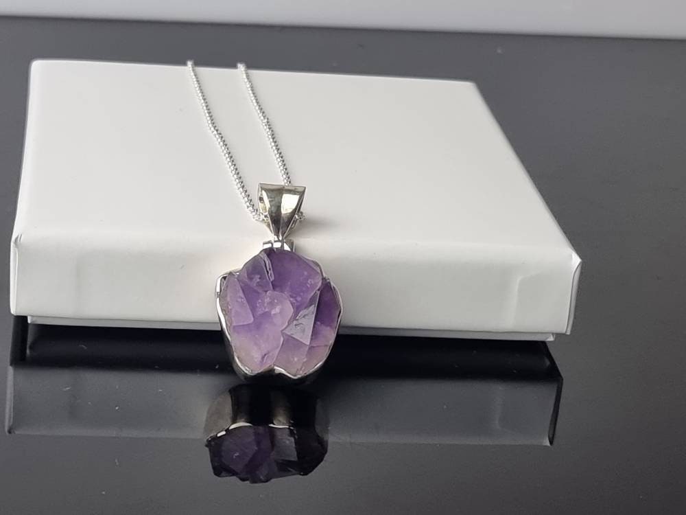 149) Amethyst Crystal Necklace 925 Silver