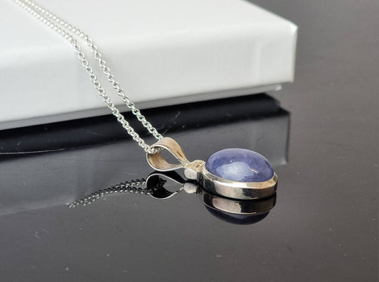 124) Tanzanite Crystal Necklace 925 Silver