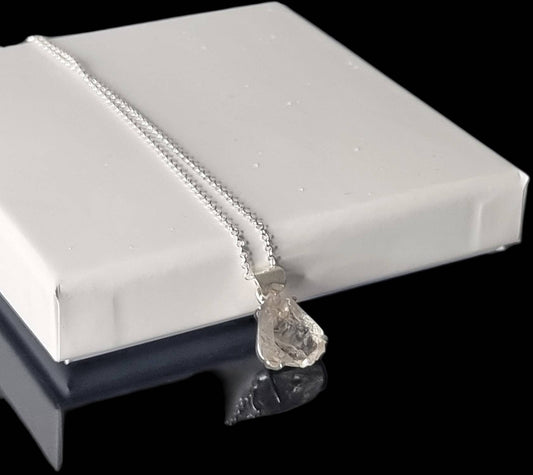 101) Herkimer Diamond Quartz Crystal Necklace 925 Silver