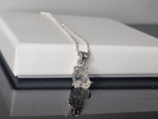 102) Herkimer Diamond Quartz Crystal Necklace 925 Silver