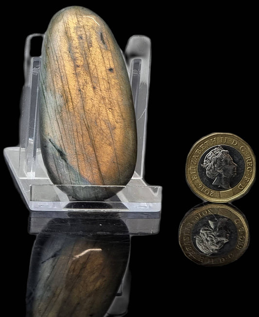 4) Sunset Labradorite Crystal Palmstone