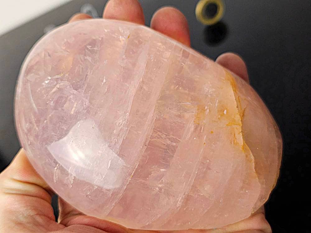 9) Rose Quartz Crystal Half Polished