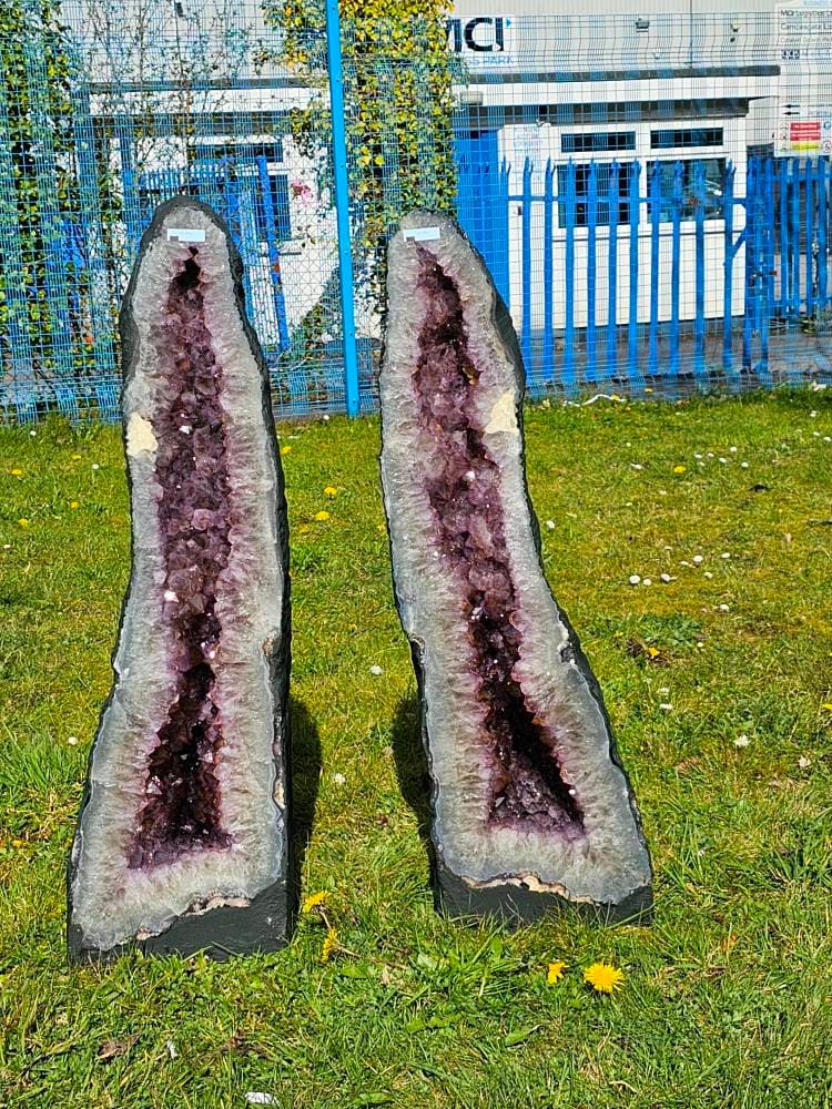 XL Large High Quality Amethyst Crystal Church Pair Premium Natural Home Decor Wabi-Sabi