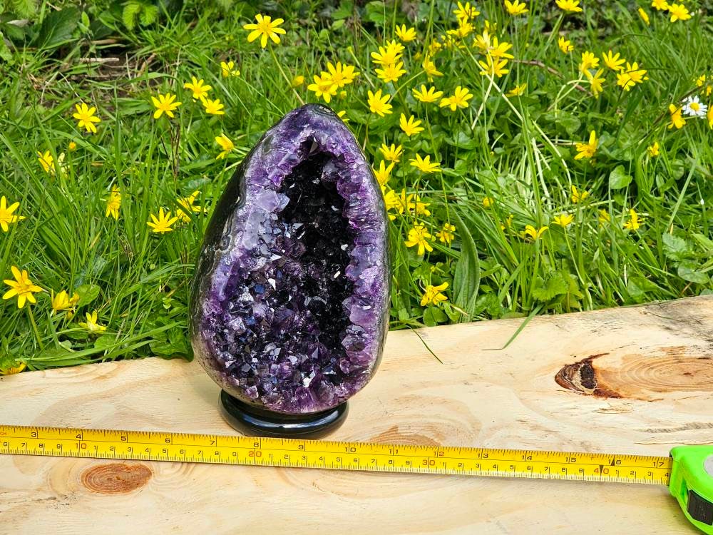 2) Large Amethyst Crystal Egg Unique Interior Display Piece