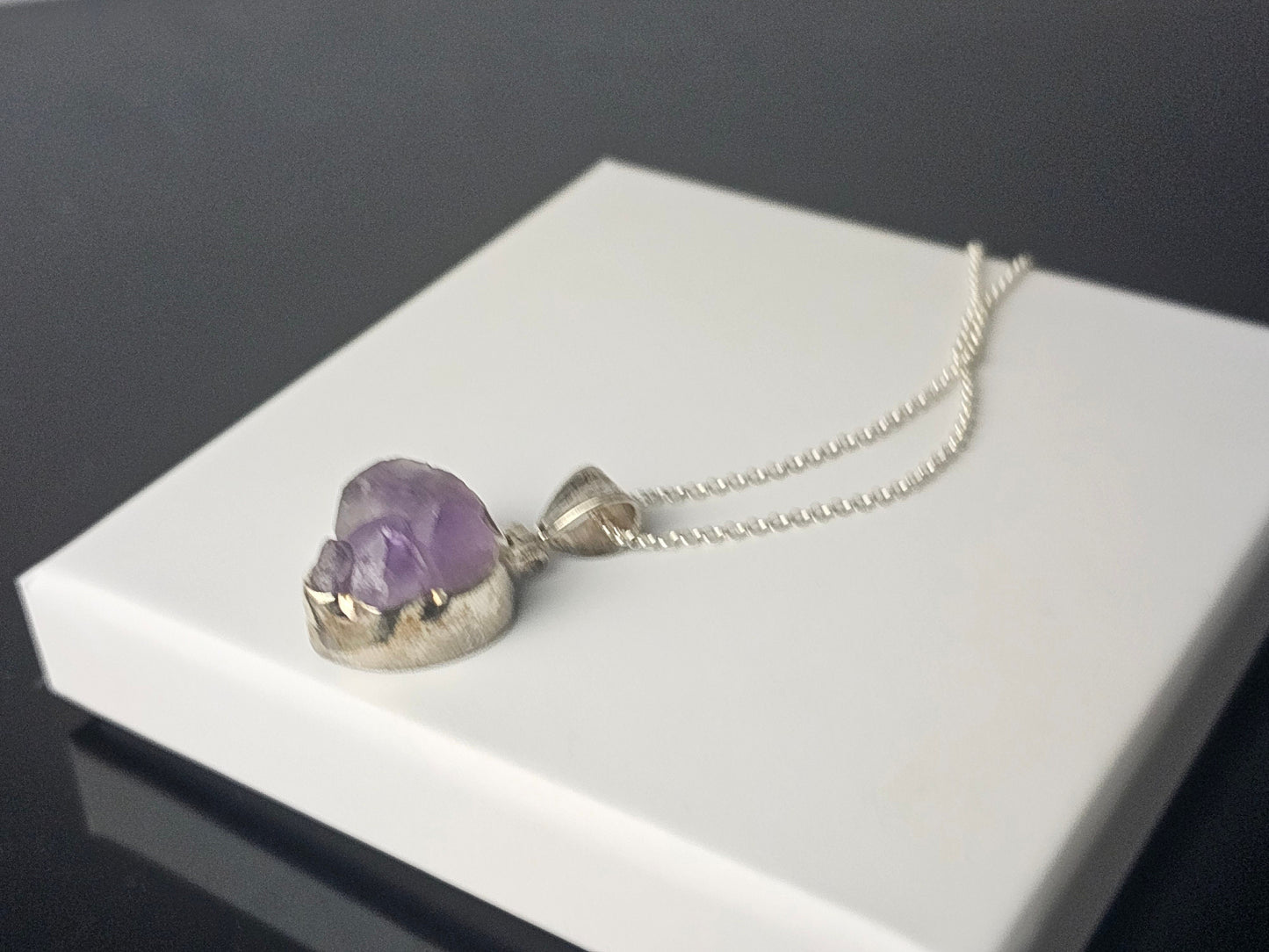 327) Amethyst Crystal Cluster Necklace 925 Silver