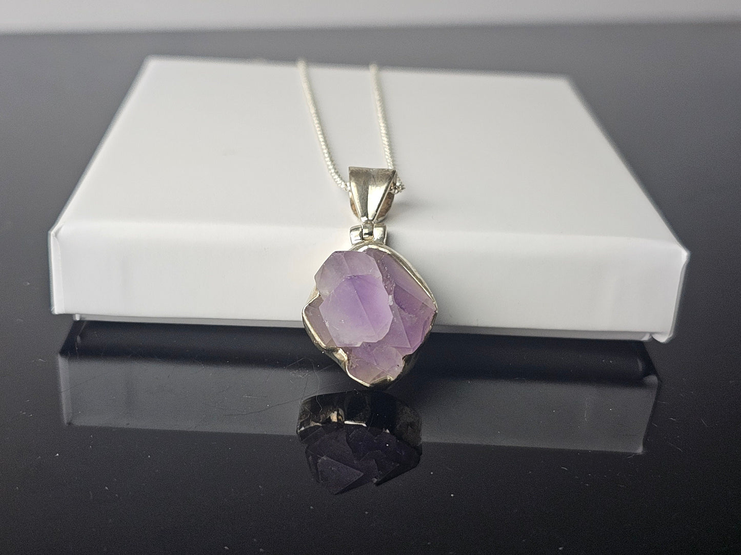 326) Amethyst Crystal Cluster Necklace 925 Silver