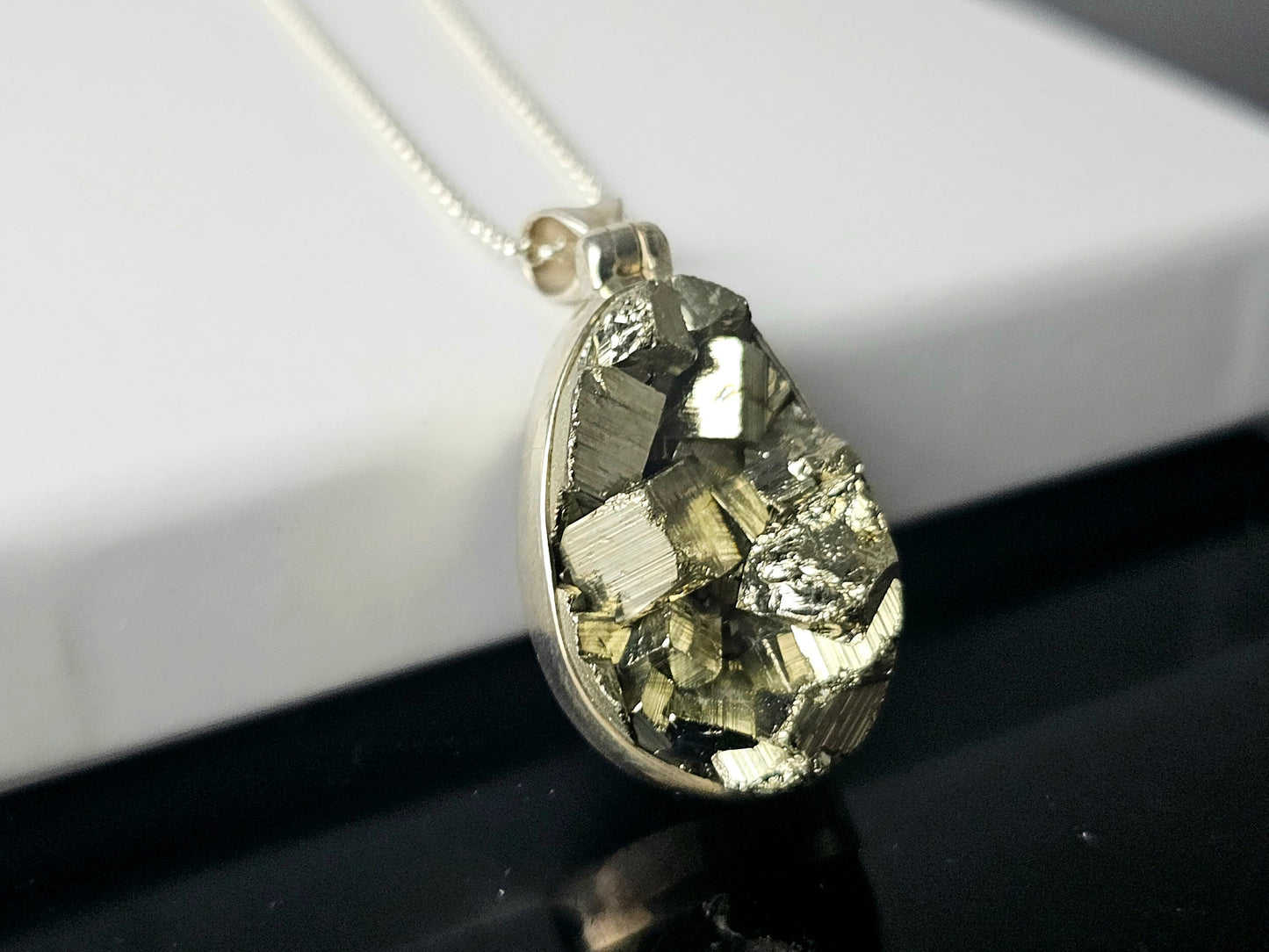 307) Pyrite Crystal Necklace 925 Silver