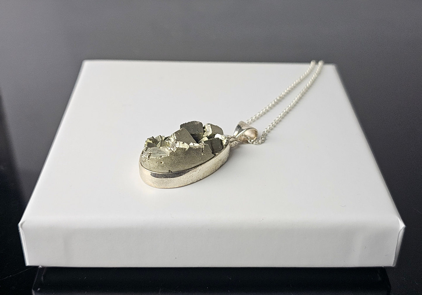 307) Pyrite Crystal Necklace 925 Silver