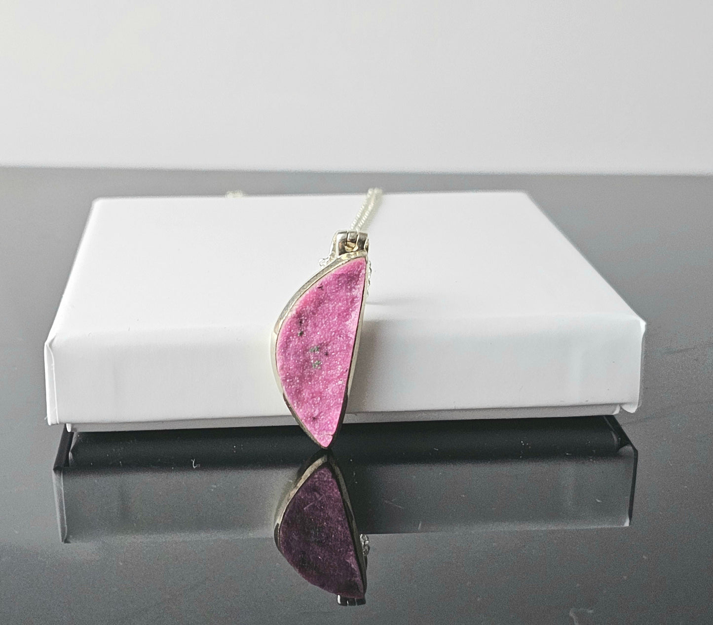 287) Cobalt Calcite Crystal Necklace 925 Silver