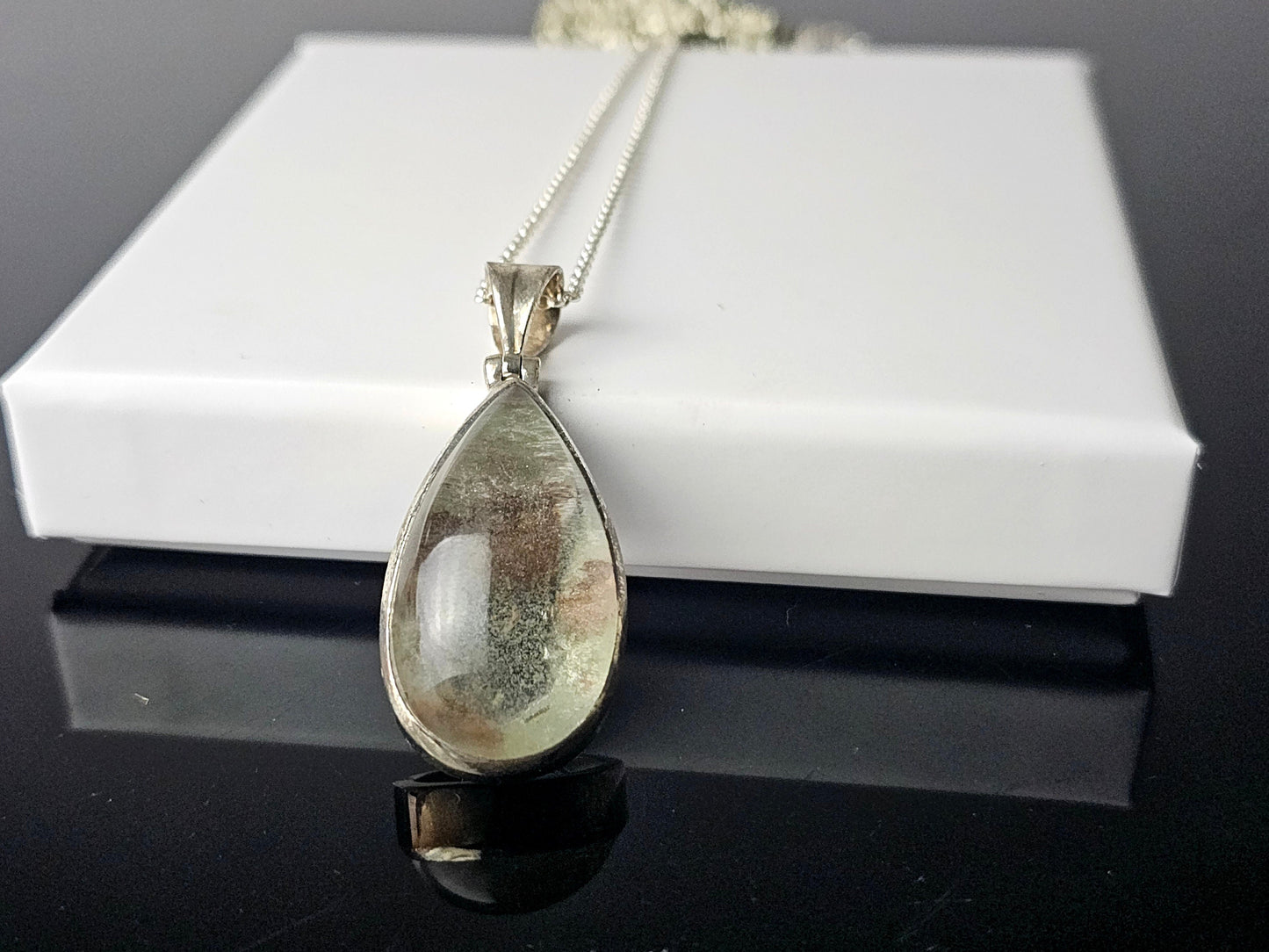 356) Large Lodalite Crystal  Necklace 925 Silver