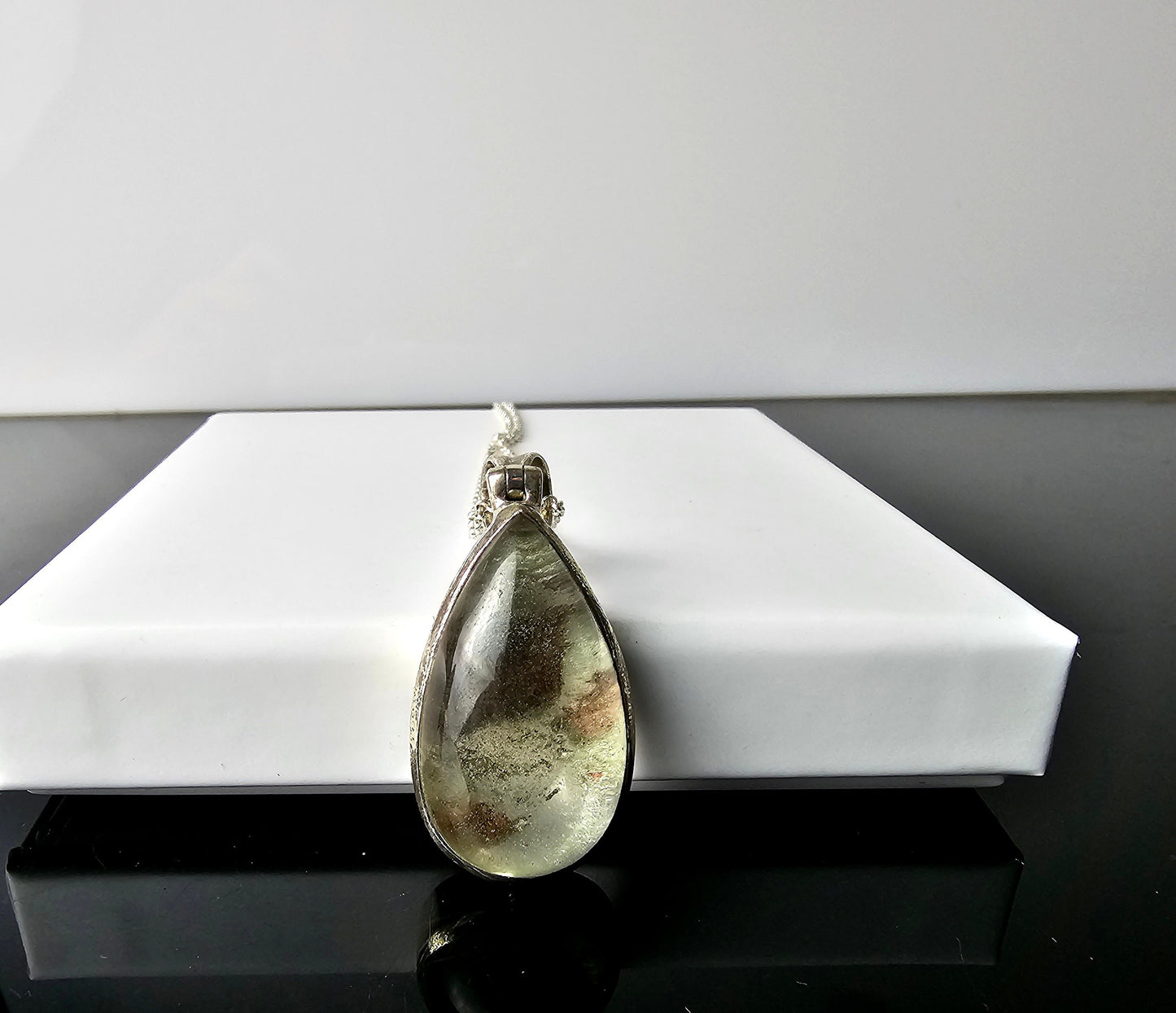 356) Large Lodalite Crystal  Necklace 925 Silver