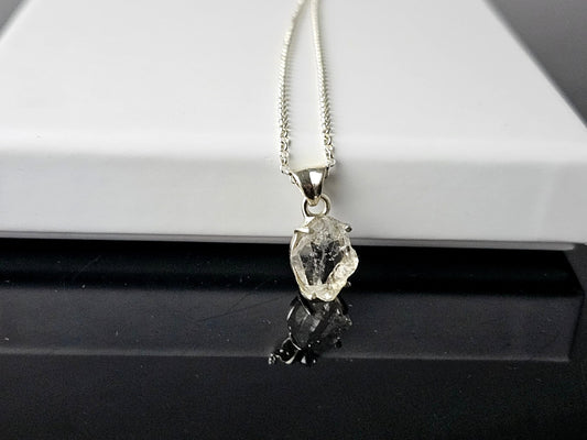 337) Herkimer Diamond Crystal Necklace 925 Silver