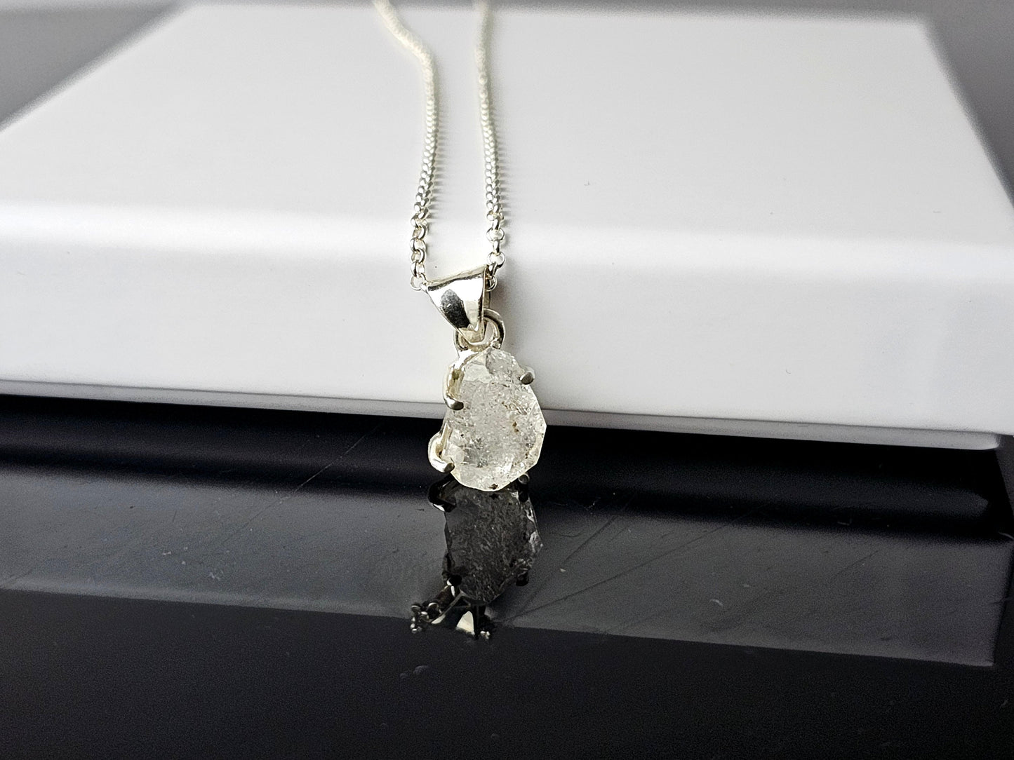 333) Herkimer Diamond Crystal Necklace 925 Silver