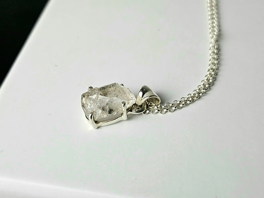 330) Herkimer Diamond Crystal Necklace 925 Silver