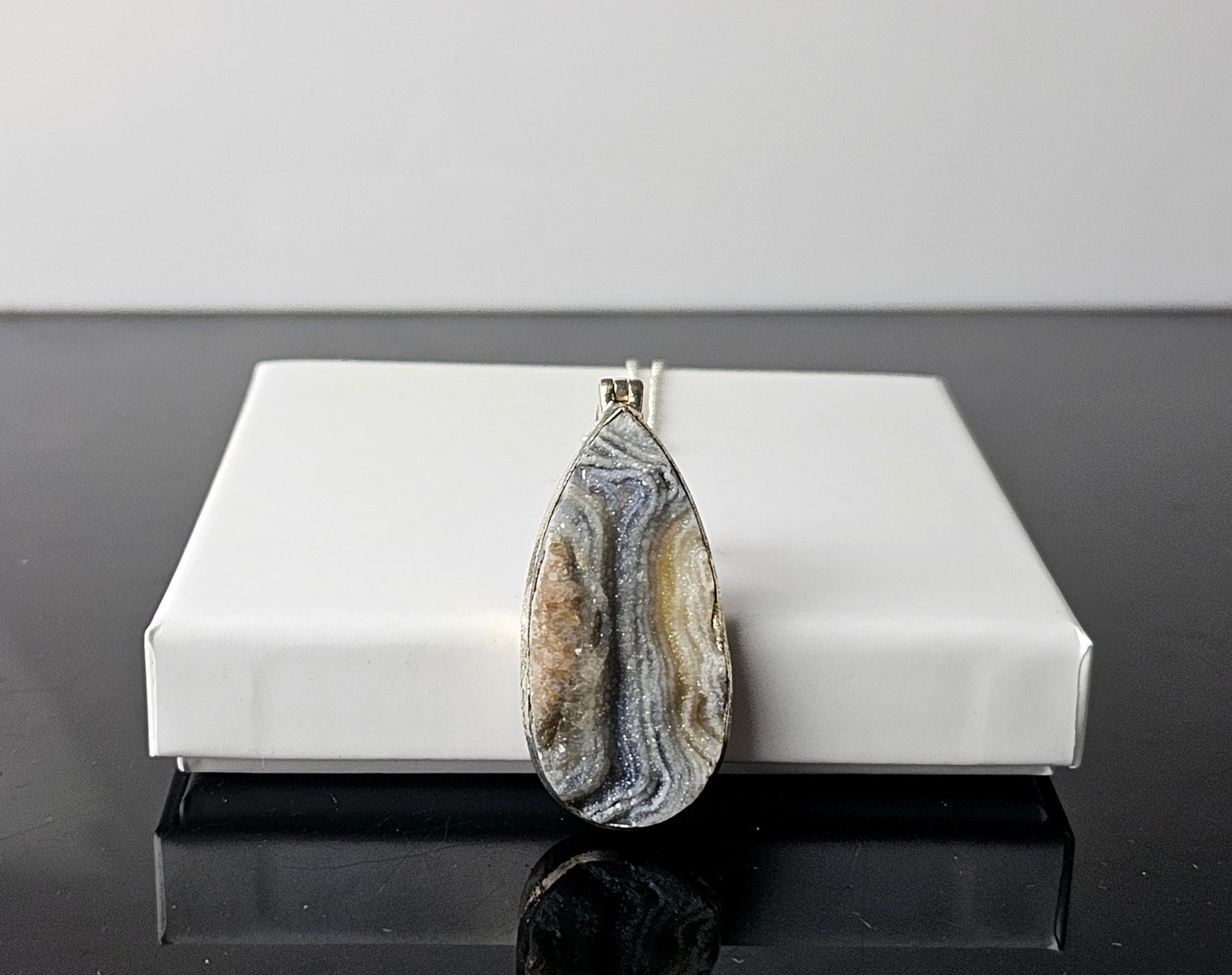 362) Large Desert Crystal Quartz Necklace 925 Silver