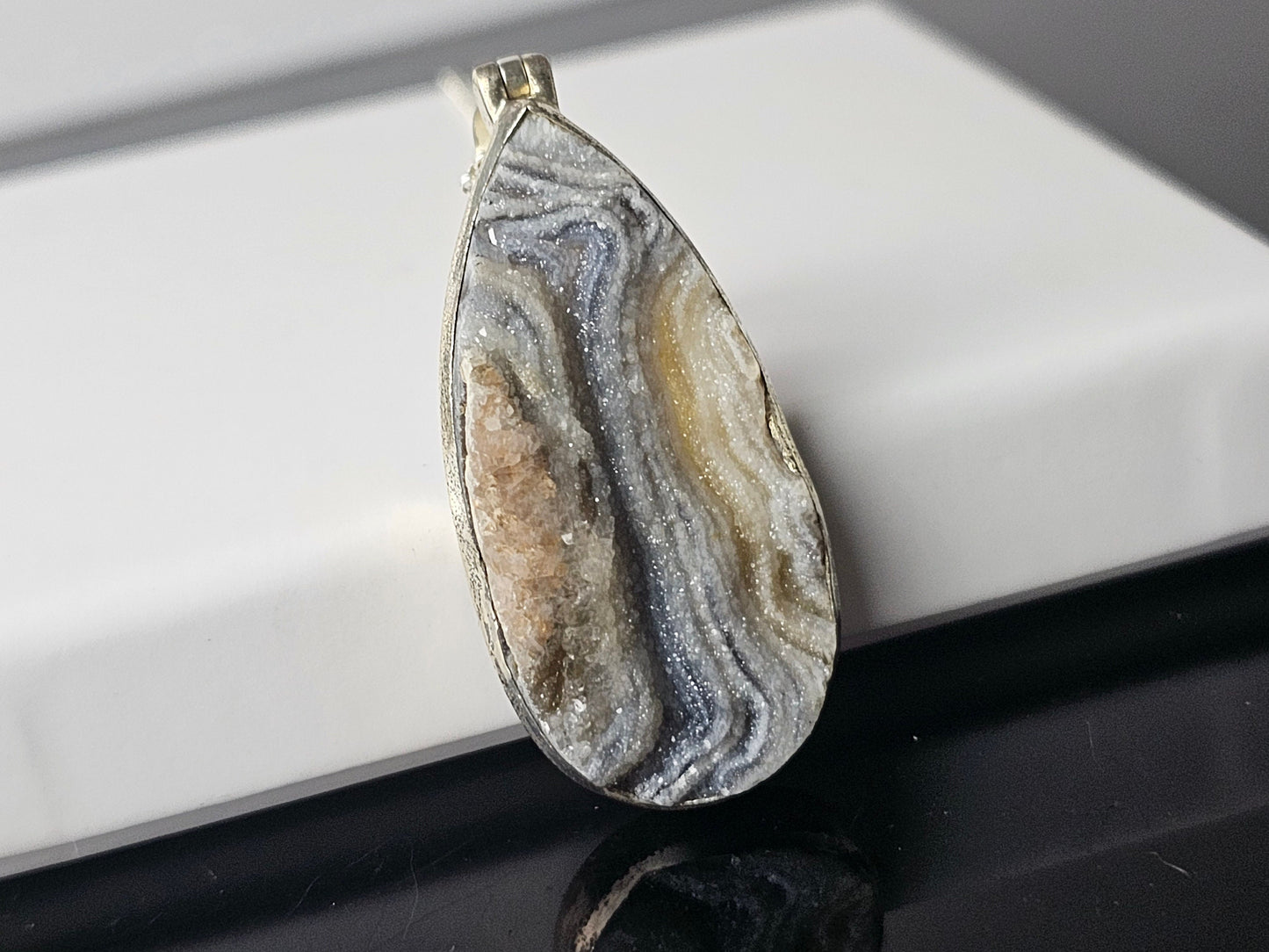 362) Large Desert Crystal Quartz Necklace 925 Silver