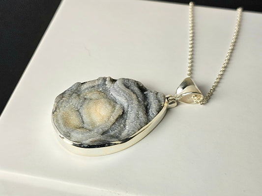 358) Large Desert Crystal Quartz Necklace 925 Silver